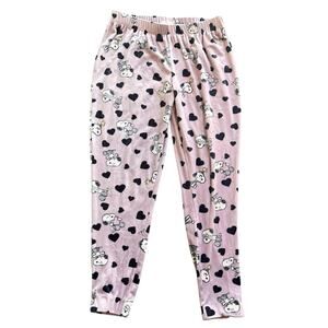 Munki Munki x Peanuts Snoopy Hearts Soft Cozy Pink Pajamas Joggers Pants Medium